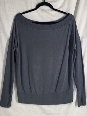 Athleta Metropolis Beyond Soft Barre Off-Shoulder Grey Sweater Size Medium Petit